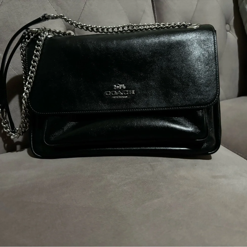 Coach Elodie Crossbody Bag Shiny smooth leather black